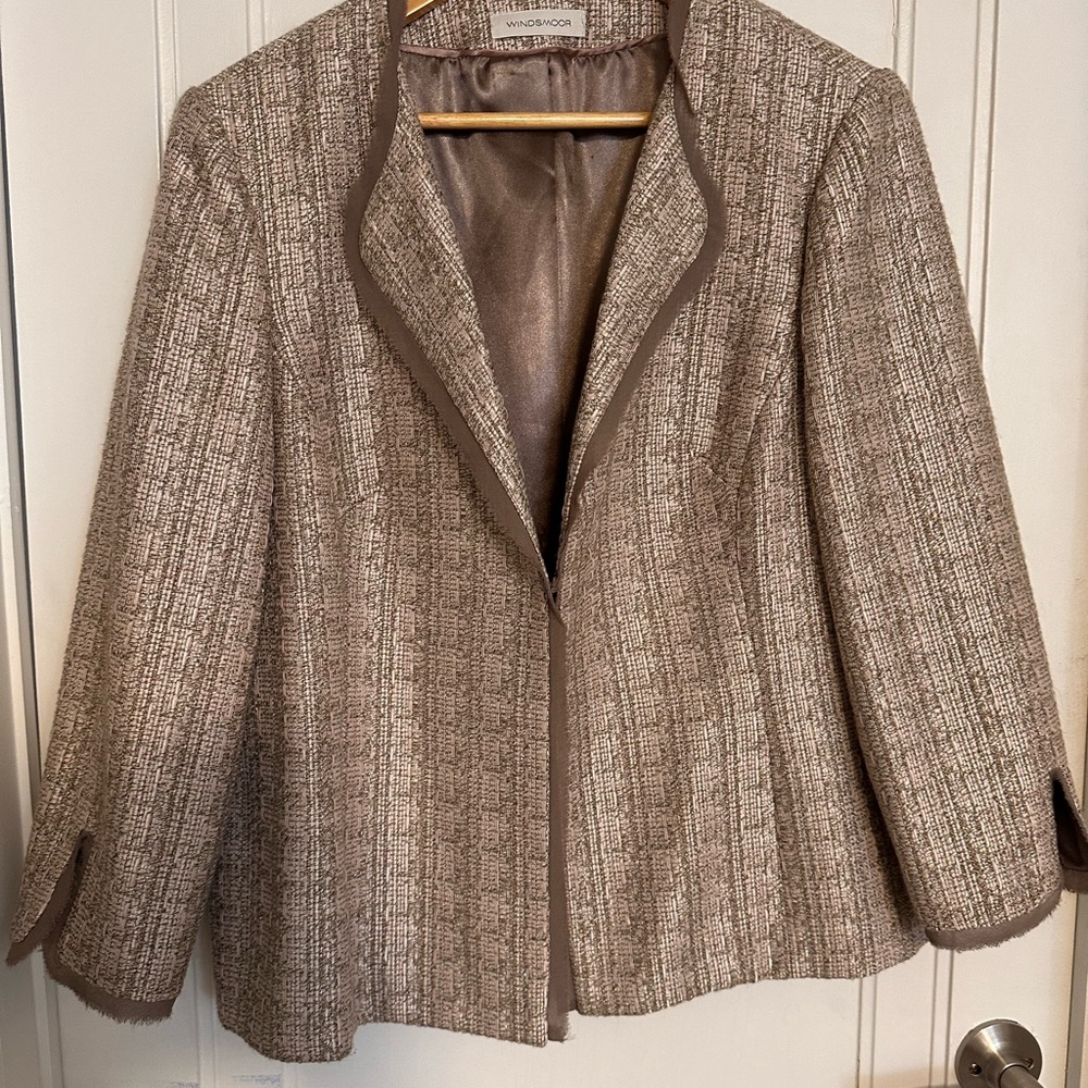 Tan Textured Blazer with Notched Lapel